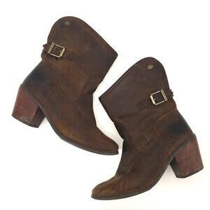 Harley Davidson Oiled Leather Ankle Riding Boot Womens 6 Brown Biker 81402